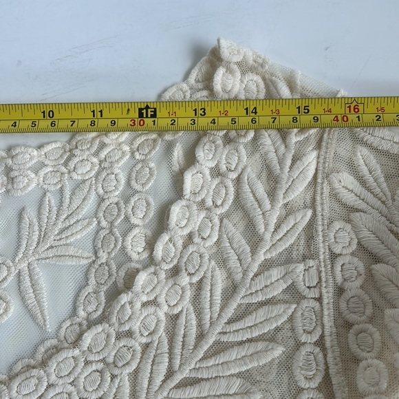 Anthro Meadow Rue cream Lace Grace long sleeve sheer shirt scoop neck scallops - Picture 15 of 16